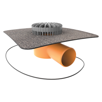 Horizontal heated terrace outlets with integrated bitumen sleeve