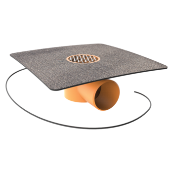 Horizontal heated balcony outlets with integrated bitumen sleeve Horizontal heated balcony outlets with integrated bitumen sleeve