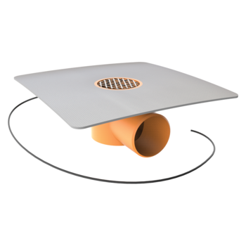 Horizontal heated balcony outlets with integrated PVC sleeve Horizontal heated balcony outlets with integrated PVC sleeve